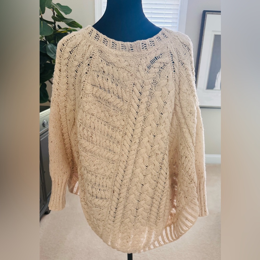 Poncho like cream sweater size small